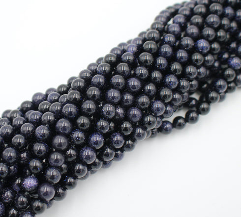 Blue Goldstone Gemstone Beads, 8mm, Round